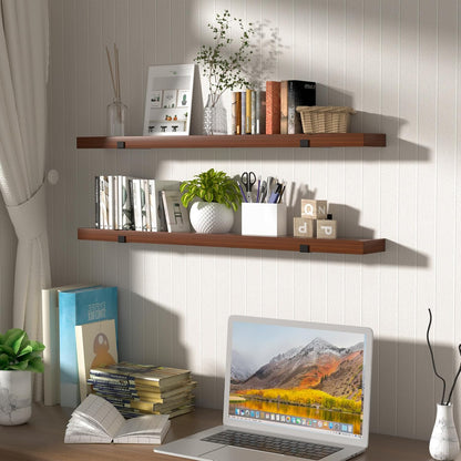 CONSDAN Floating Shelves for Wall Mounted Book Shelf Hanging Shelves Floating Bookshelf for Bedroom, Bathroom, Living Room, Kitchen USA Grown Solid Hardwood, Dark Maple 30x7.5x1.5 in (Set of 3)