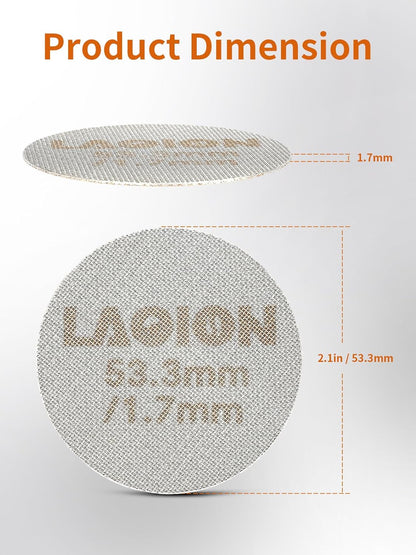 53.3mm Espresso Puck Screen, Reusable Espresso Filter Screen, 1.7 mm Thick, Espresso Distribution Tool Fits for Breville 54mm Coffee Filters, Stainless Steel Espresso Machine Accessories