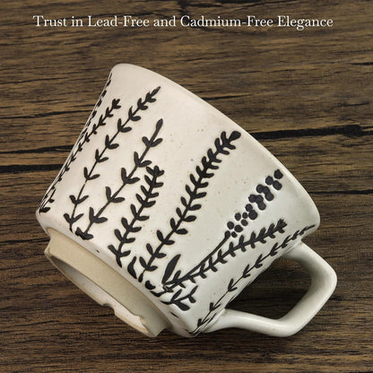 Ceramic Coffee Mug, 12 oz Novelty Unique Teacup with Large Handle, Stoneware Cup for Tea Mocha Latte Cappuccino Espresso (Grass)