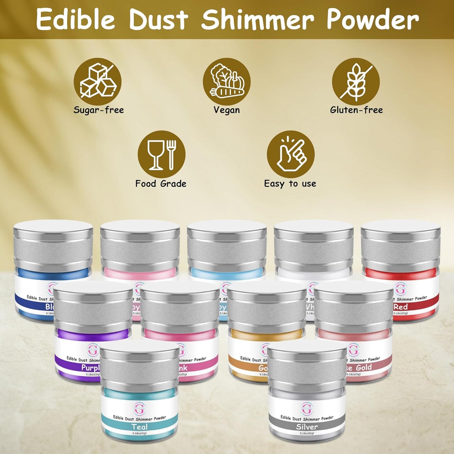 Glitter & Glitz Edible Glitter for Drinks - Premium Drink Glitter Edible Dust for Cocktails, Baking, Brew - Luster Dust and Cocktail Glitter - Edible Glitter for Drinks Decoration (White, 5Grams)