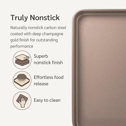 Nonstick 15x10 inch Baking Sheet Set of 2 | PFOA & BPA Free Non Toxic Carbon Steel 10x15 inches Cookie Sheets | Best Non stick Oven Cooking Pans & Jelly Roll Pan | Best Nontoxic Baking Trays