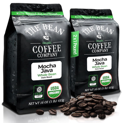 The Bean Organic Coffee Company Suzi's Power Bean, Dark Roast, Whole Bean Coffee, 16-Ounce Bags (Pack of 2)
