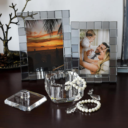 kitCom Crystal Candy Dish with Lid Hand-Cut Home Decorative Jewelry Box Candy Jar W 4" x H 3.5", Comes With Gift Box