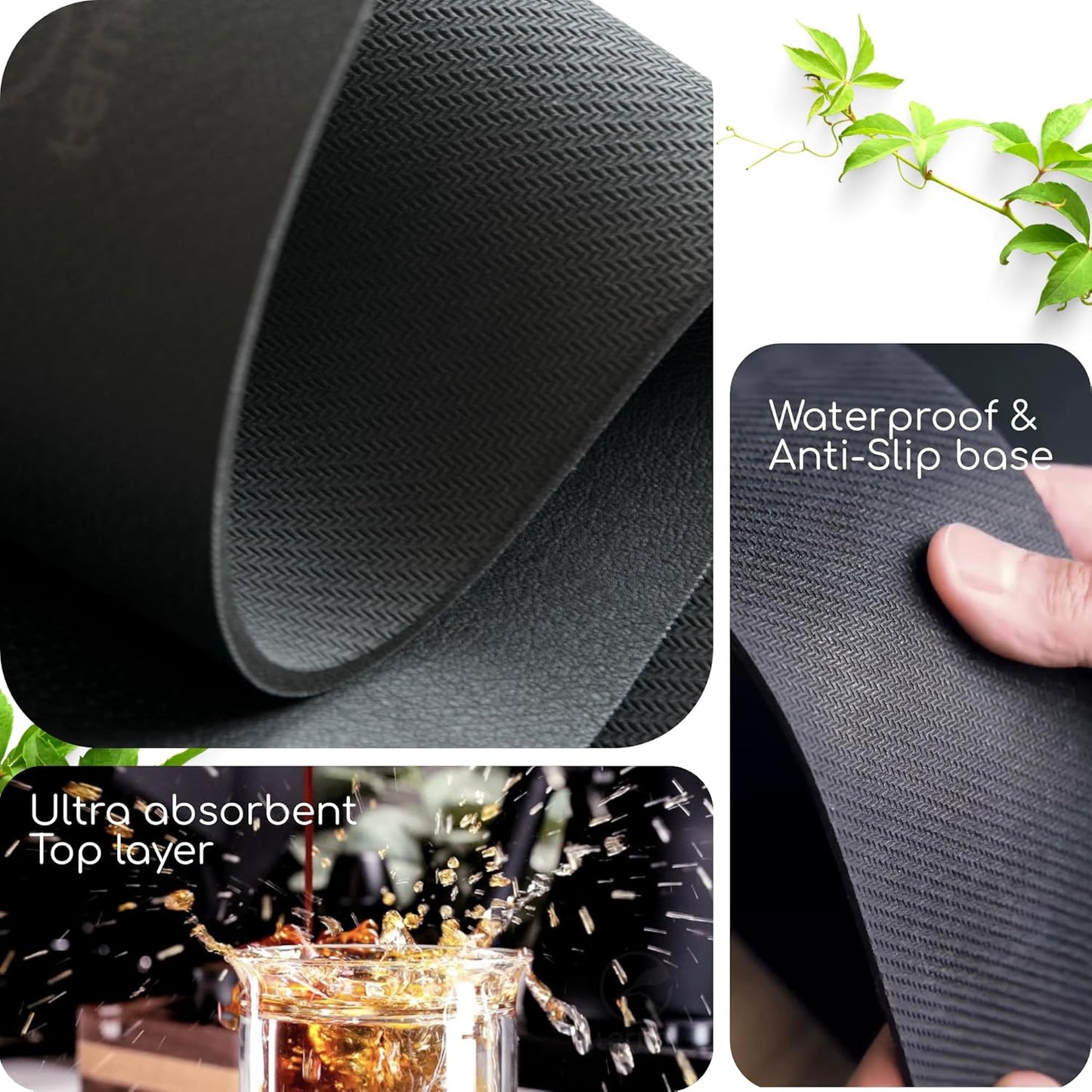 Ternal Dripguards - Absorbent Counter Mat, General Purpose Mat for Water, Oil, Syrup, Coffee & Bar. Fast Drying Top with Waterproof Core & Non-Slip Bottom [5.1x6.8in]
