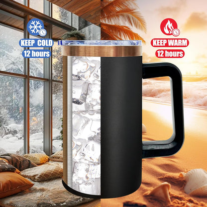 20 oz Insulated Coffee Mug with Lid, Stainless Steel Coffee Tumbler Bulk, Double Wall Vacuum Travel Mug with Handle, Leakproof Powder Coated Coffee Cups for Hot and Cold Drinks (Black,1 pack)