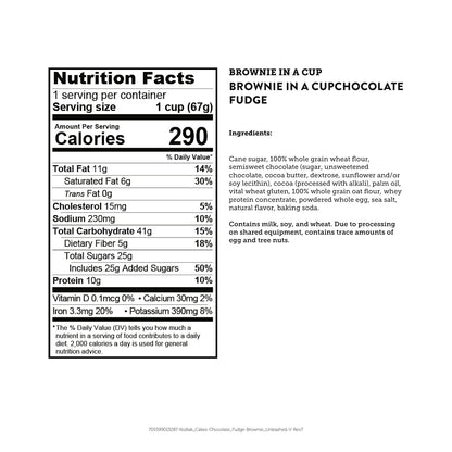 Kodiak Cakes Chocolate Fudge Brownie in a Cup, 2.36 Ounce (Pack of 12) (Packaging May Vary)