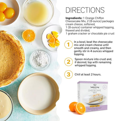 Gourmet Cheesecake Mix, No Bake Cheesecake Cake Mix, Orange Chiffon Cheesecake by Southern Living, Rich, Creamy, Moist and Fluffy Whipped Topping