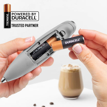Zulay Kitchen Whisk Milk Frother with 4 Duracell Batteries - Powerful Handheld Foam Maker for Coffee, Lattes, Matcha, Hot Chocolate & Cappuccinos - Whip Creamy Froth in Seconds