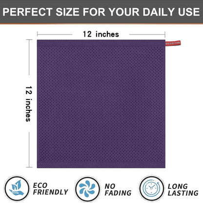 Kitinjoy 100% Cotton Kitchen Dish Cloths (12 X 12 Inches, Eggplant),6 Pack Waffle Weave Ultra Soft Absorbent Dish Towels for Drying Dishes Quick Drying Kitchen Towels Dish Rags