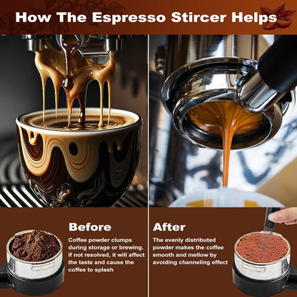 WDT Tools Espresso Puck Screen, 58mm Espresso Accessories Kit - 150μm Puck Screen Set, 0.25mm 316 Stainless Steel 8 Needles Coffee Distribution Stirrer, 58mm Portafilter Dosing Ring for Barista Black