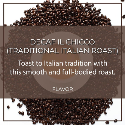 The Bean Organic Coffee Company Water Processed DECAF IL Chicco (Traditional Italian Roast), Dark Roast, Whole Bean Coffee, 5-Pound Bag