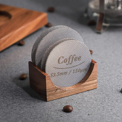 Espresso Puck Screen 53.5/58.5mm Stainless Steel Coffee Filter 150μm with Stand Filter Screen for 58mm Portafilter Filter Basket