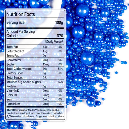 Deep Blue Pearl Sugar Sprinkles, Edible Candy Pearls, 150g/5.29oz, Blue Sprinkles for Cake Decorating, Baking Cake Decorations, Ice Cream Toppers, Cupcakes, Wedding Party Chirstmas Supplies