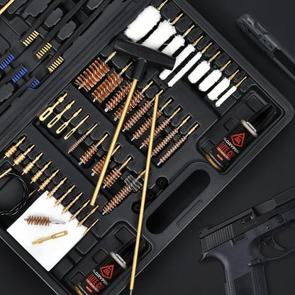 GLORYFIRE Elite Gun Cleaning Kit Universal Gun Cleaner for Shotgun, Pistol,with Lightweight Carrying Case, Reinforced and Lengthened Rods and Steel Wire, High-end Double Head Brushes