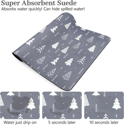 Bloss Christmas Coffee Mat, 16"x24" Absorbent Bar Mat with Waterproof Rubber Back, Fit Under Coffee Maker Machine/Kitchen Counter