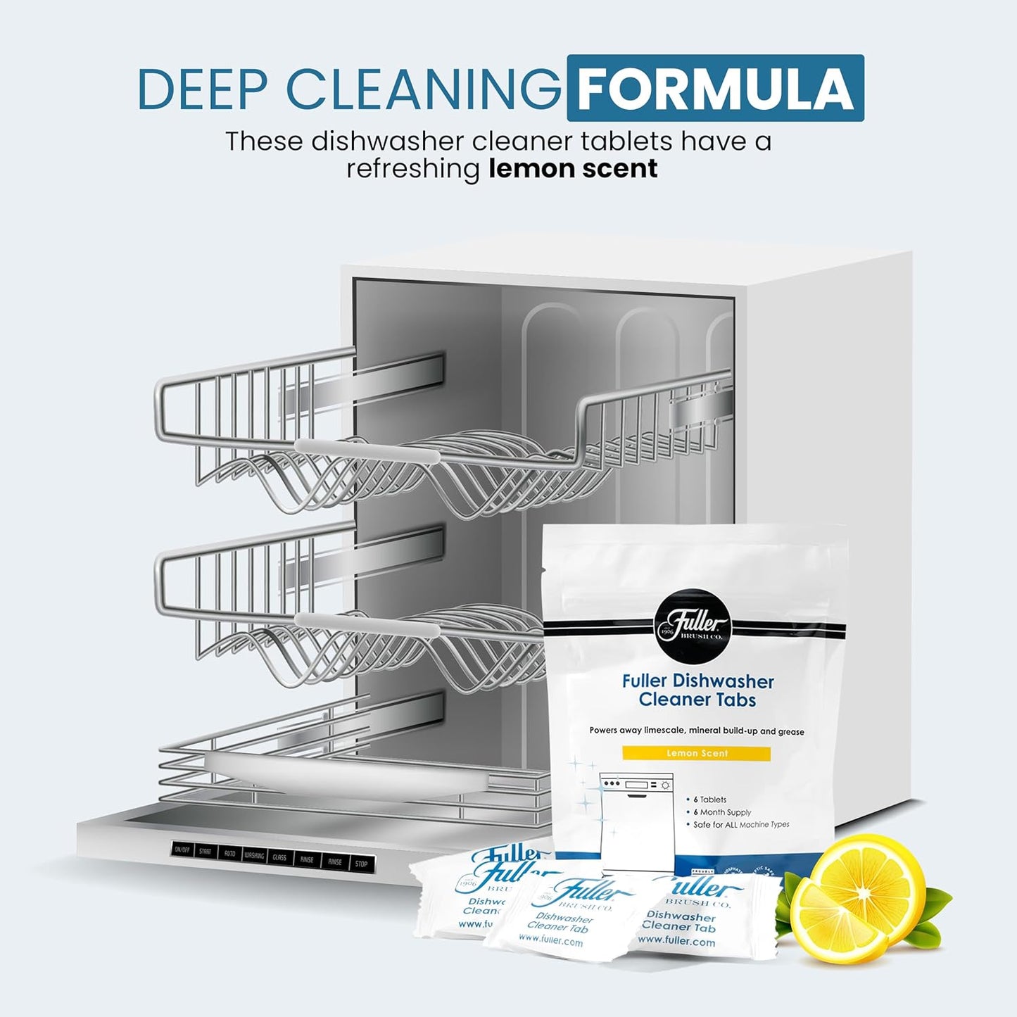 Fuller Dishwasher Cleaner Tabs - Lemon Scent (4)