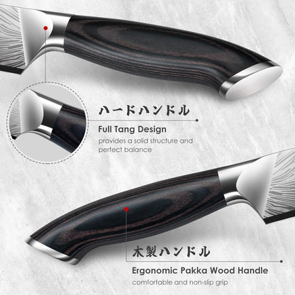 SHAN ZU Steak Knives Set of 6, Ultra Sharp 4.5 Inch High Hardness Powder Steel Steak Knife Set, Serrated Steak Knives with Ergonomic Pakkawood Handle Japanese Knives for Steak, Bread and Butter