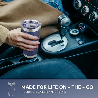 20 oz Tumbler Stainless Steel Tumblers Bulk with Lid Double Wall Insulated Coffee Tumbler Cups for Hot & Cold Drinks Powder Coated Travel Coffee Tumbler Mug Metal (Navy Blue, 12 pack)
