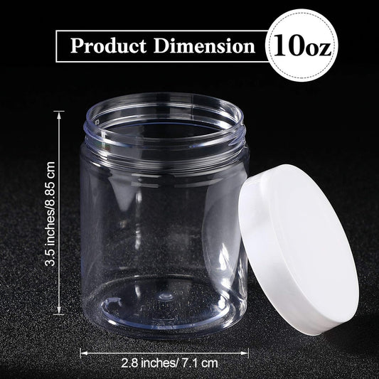 Patelai 4 Pieces Round Wide-mouth Leak Proof Plastic Container Jars with Lids for Travel Storage Makeup Beauty Products Face Creams Oils Salves Ointments DIY Making(10 Ounce,White)