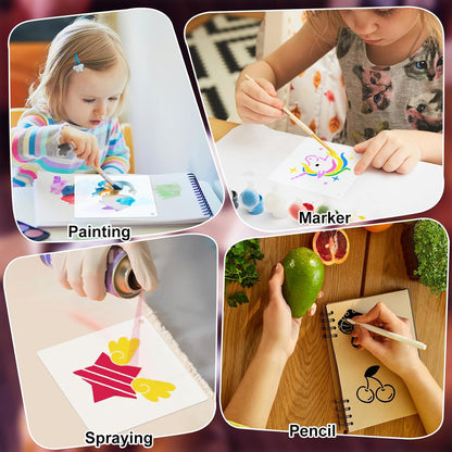 Fainne 100 Pcs Stencils for Painting on Wood Reusable Stencil Crafts Drawing Templates Holiday Wall Paper for DIY Scrapbook Home 2 x 2 Inch (Girls Theme)