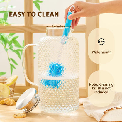 Glass Pitcher, 3.5L/118 oz Glass Water Pitcher with Lid and Spout, Heat/Cold Resistant Borosilicate Glass Water Carafe for Coffee, Juice and Homemade Beverage