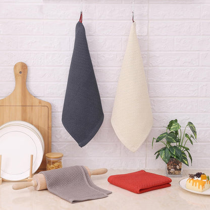 Kitinjoy 100% Cotton Kitchen Dish Cloths, 12 Pack Waffle Weave Ultra Soft Absorbent Dish Towels for Drying Dishes, Quick Drying Dish Rags, 12 X 12 Inch, Multicolor