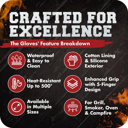 Kitchen perfection S Silicone Smoker Oven Gloves -Extreme Heat Resistant BBQ Gloves -Handle Hot Food Right on Your Grill Fryer Pit|Waterproof Oven Mitts |Superior Value Set+3 Bonuses