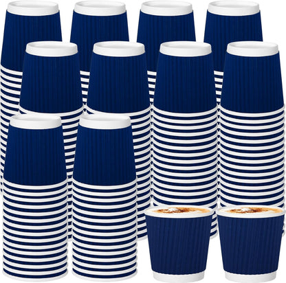 240Pack Paper Espresso Coffee Cups, 4 oz Disposable Coffee Cups,Corrugated Insulated Ripple Wall, Paper Ripple Cups for Coffee, Hot Chocolate and Hot Tea Drinks -Navy