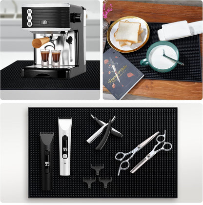 PVC Bar Service Mat for Cocktail Bartender 18x12 inches (Black)