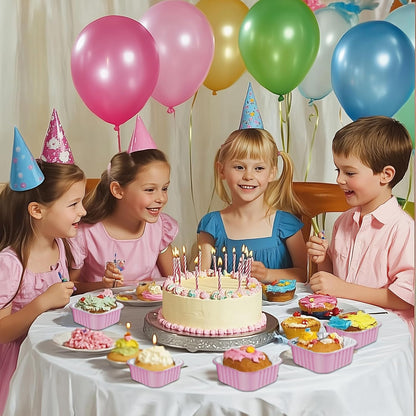 50 Pack Square Mini Cake Pans with Lids,Mini Loaf Pans with Lids,Aluminum Foil Baking Cups,Disposable Ramekins Cupcake Cups,Dessert Cups for Wedding Birthday Party Picnics,5oz (Pink)
