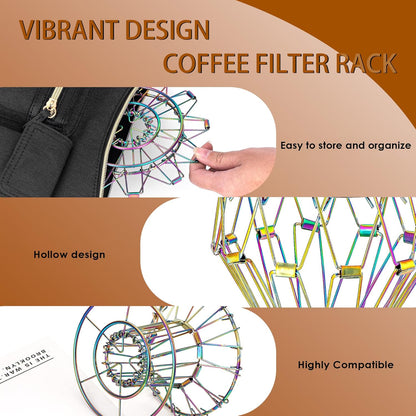 Vibrant Stainless Steel Coffee Dripper, Collapsible Portable Pour Over Filter Holder Reusable Design for Cafe Filters and 60-Degrees Tapered Filters (Colorful)
