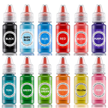 Oil Based Food Coloring for Chocolates - Jelife 12 Colors Oils Dye Set Flavorless Edible Food Color Vibrant Concentrated Neon Icing Colors for Candy Melts (6ml/Bottles)