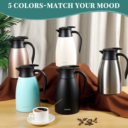 51 Oz Thermal Coffee Carafe, Stainless Steel Insulated Vacuum coffee crafts to keep coffee hot, 1.5 Liter Tea Water Coffee and Beverage Dispenser (Blue)