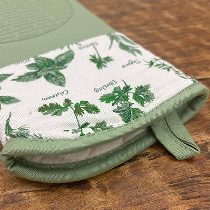 Delaney Silicone Oven Mitts Set - Extra Long, Heat Resistant Kitchen Gloves, Non-Slip Holders for BBQ, Baking, Cooking Essentials, Sage & Herbs, Kitchen Decor, Oven Gloves, New Home Gifts