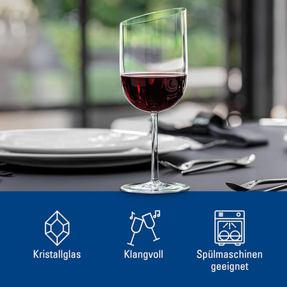 Villeroy & Boch New Moon Set, 4 Pieces, Elegant, Modern Red Wine Day Use, Crystal Glass, Transparent, Dishwasher Safe