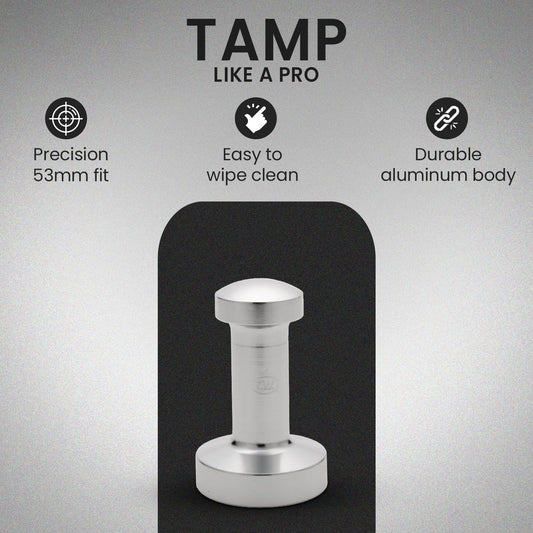 Rattleware Premium Aluminum Espresso Tamper (53 mm) - Ideal for Baristas & Coffee Lovers - Sleek Material & Design - Ultimate Tamping Precision & Consistency