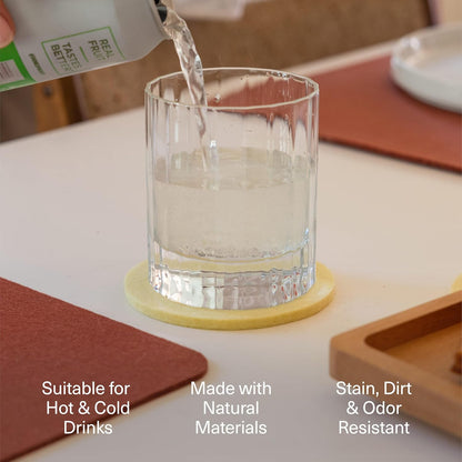 Graf Lantz - Bierfilzl Merino Wool Square Coasters Set of 4 - Ikebana (4"x4"x5mm) - Absorbs 30% of Weight - Natural German Wool - Heat Resistant, Sustainable, Reusable - Home Decor, Coffee Table Decor