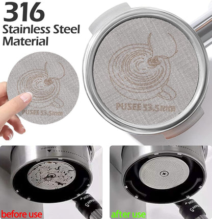 58mm Espresso Dosing Funnel & 58.5mm Puck Screen,PUSEE Coffee Dosing Ring Aluminum Metal,Reusable 1.7mm Thickness 150μm Espresso Puck Screen 316 Stainless Steel Fits 58mm Portafilter
