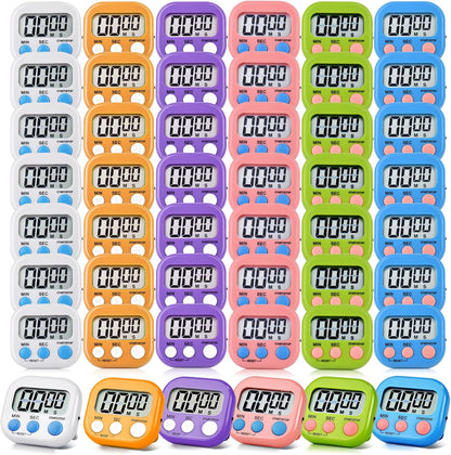 48 Pack Digital Kitchen Timer Magnetic Digital Timer with Big Display Loud Ring Cooking Timers for Kitchen Electronic Timer for Cooking, Bathing, Gym, Break Time, Classroom(6 Color)