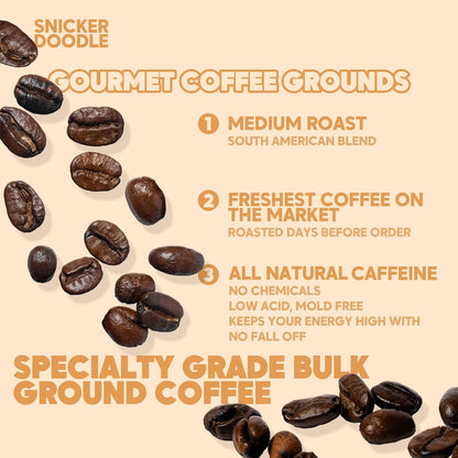 Sarasota Coffee Ground Snickerdoodle Sugar Cookie | Medium Roast Gourmet Flavored Coffee Grounds | Low Acid, Mold Free, Specialty Grade Flavored Bulk Ground | 5lb (80 oz)