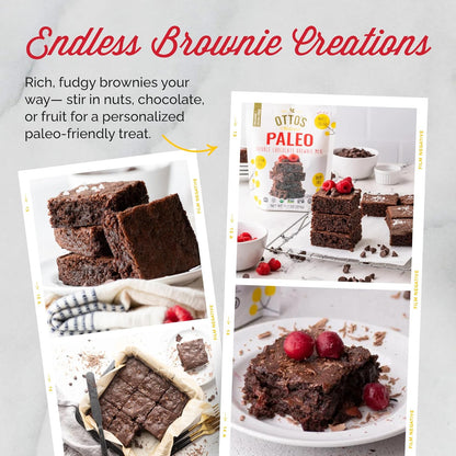 Otto's Naturals Grain-Free Paleo Double Chocolate Brownie Mix 11.1 Oz. 6 Pack, Top 9 Allergen-Free, Organic Cassava Flour, Gluten Free, Non-GMO, Vegan