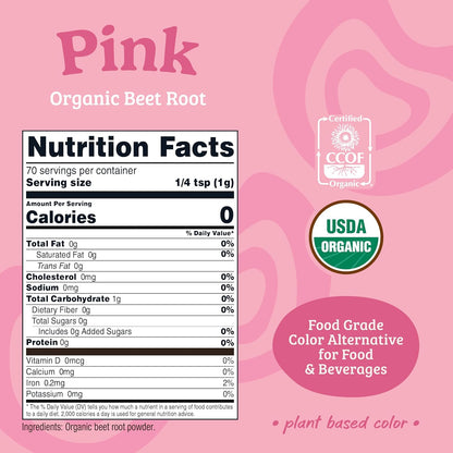 Nutricost Pink Plant Based Food Coloring From Organic Beet Root Powder (60 Servings) - Nutricolor Color Alternative For Food & Beverages