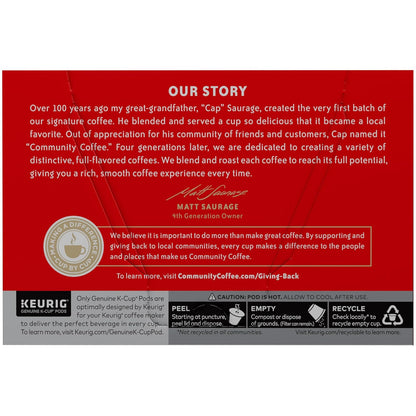 Community Coffee Signature Blend, Dark Roast Single-Serve Keurig K-Cup Pods, 12 Count (Pack of 1)