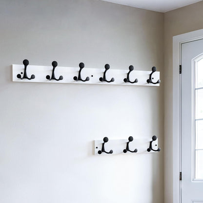 SKOLOO 36-Inch White Wood Coat Rack Wall Mount with 6 Triple Hooks - Ideal for Family Entrances, Classrooms, and Pet Supplies Storage - Perfect Coat Hooks for Wall