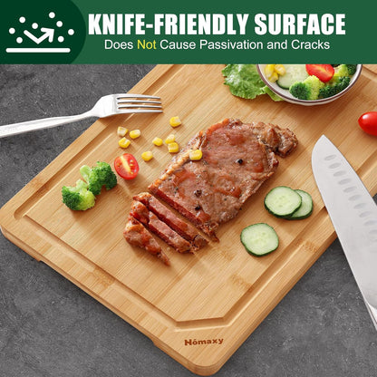 Homaxy Extra Large Organic Bamboo Cutting Boards for Kitchen, 24"x18" Wooden 3XL Cutting Board with Juice Groove and Handles, Charcuterie Butcher Block Wood Serving & Chopping Board - Pre Oiled