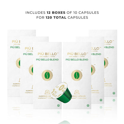 Piu Bello Blend Espresso Coffee Pods for Nespresso Original Machines – Compatible Capsules Pack – Rich & Balanced Taste – Strong Italian Espresso Flavor – Kosher Certified (120 Count, Single Flavor)