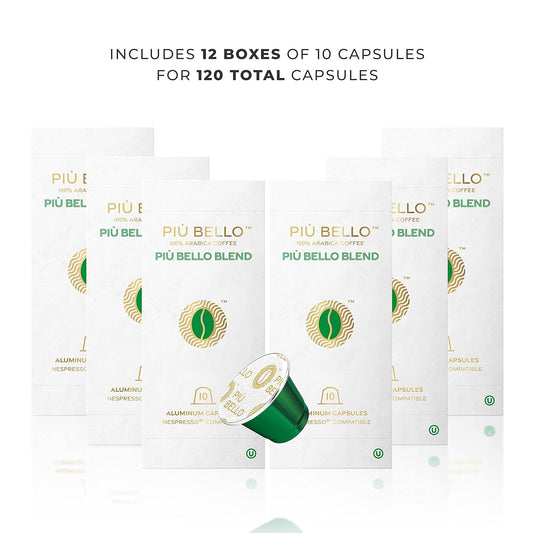 Piu Bello Blend Espresso Coffee Pods for Nespresso Original Machines – Compatible Capsules Pack – Rich & Balanced Taste – Strong Italian Espresso Flavor – Kosher Certified (120 Count, Single Flavor)