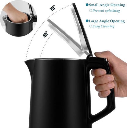 Dezin Electric Kettle, 0.8L Portable Travel Kettle with Double Wall Construction, 304 Stainless Steel Electric Tea Kettle for Business Trip, Small Electric Kettle with Auto Shut-Off (Without Cup)