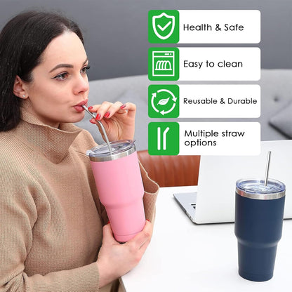 Reusable Straw,Stainless Steel Straws,Drinking Straws Fit for Standley 30 OZ,4 + 1 Cleaning Brush for 20/30 Oz for Yeti/RTIC/Ozark/Reduce/Trail and More Brand Tumblers