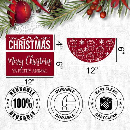Christmas Stencils for Painting on Wood 12” Large Christmas Stencil Reusable Half Round Holiday Drawing Templates for Painting on Wood DIY Crafts Doormat Canvas Window Decor